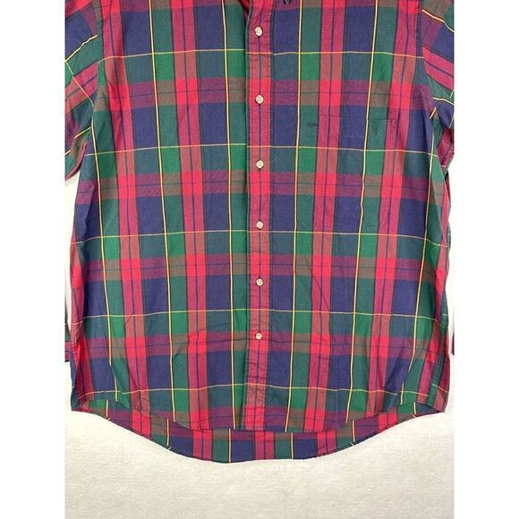 Gant Mens Size Large Red Green Foxhunt Plaid Button Up Long Sleeve Shirt - Picture 4 of 9